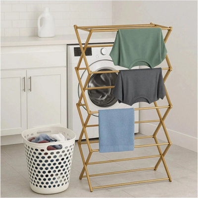 4 Tier Classic Vintage Traditional Bamboo Wood Folding Clothes Airer Horse from B&Q