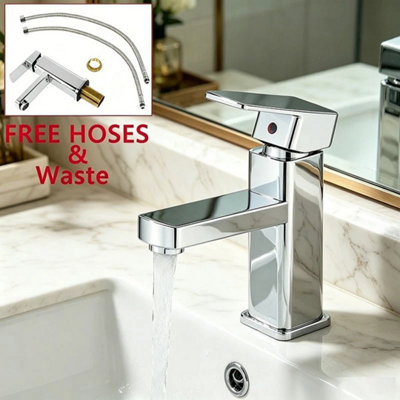  - Bathroom Mixer Taps Basin Tap Chrome Wash Sink Mono