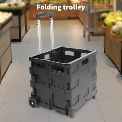 45L Folding Boot Cart Shopping Trolley Fold Up Storage Box from B&Q