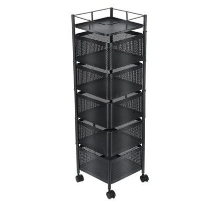 6 Tier Kitchen Rotating Storage Trolley Cart Utility Vegetable Mobile Shelf Rack from B&Q