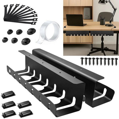 2Pcs Tidy Under Desk Cable Management Tray Drill Storage Rack from B&Q