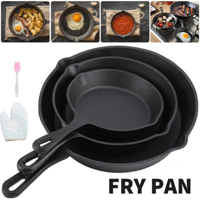  - 3 Cast Iron Non Stick Skillet Griddle Pre Seasoned Frying Pan