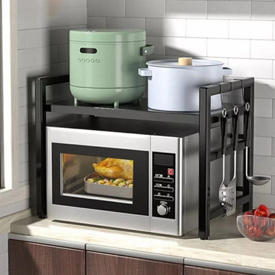  - 2 Tier Expandable Microwave Oven Rack Stand Storage Kitchen Shelf