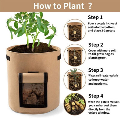  - 4X 10 Gallon Grow Bags Plant Potato Vegetable Garden Planter Bag