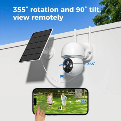 Wireless Solar Cctv Camera 4Mp Wifi Pir Alarm Night Vision 32Gb Sd from B&Q