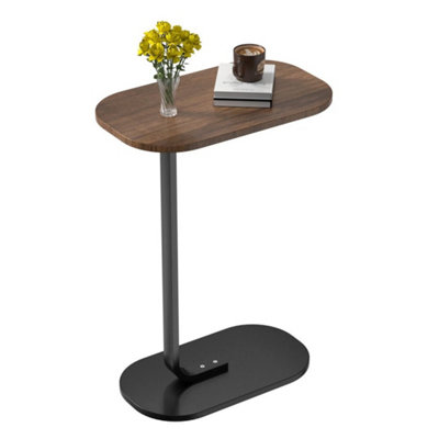  - C-Shaped Compact Sofa Side End Table Coffee Walnut