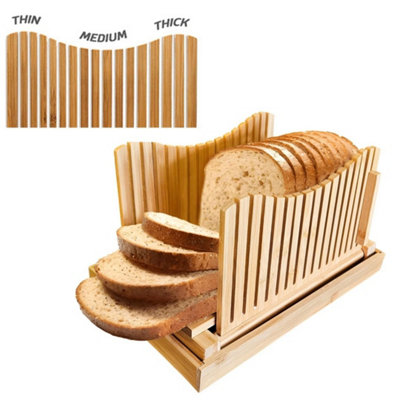 Bamboo Bread Slicer Guide Loaf Cutting Size Slicing  Holder Foldable from B&Q