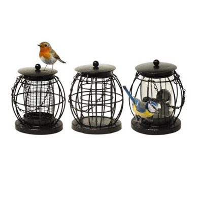 3 Wild Bird Feeder Lantern Seed Nut Fat Ball Hanging Metal Feeder Squirrel Proof from B&Q
