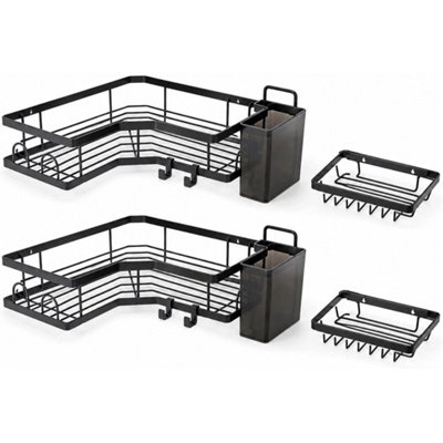  - Corner Shower Caddy Set Adhesive Bathroom Corner Shelf Storage