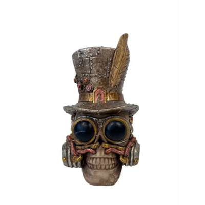  - Halloween Skull Garden Ornament Time Traveller Top Hat Skeleton Gift