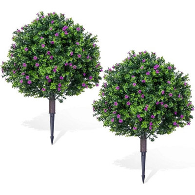 Set 2 Artificial Cedar Topiary Ball Trees With Ground Spike from B&Q
