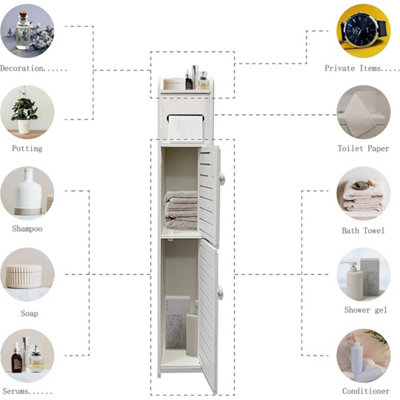Free Standing Toilet Paper Roll Holder Bathroom Storage Cabinet from B&Q