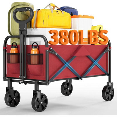 Camping Wagon Cart Trolley Folding Wagon Wheeled Wheelbarrow Red