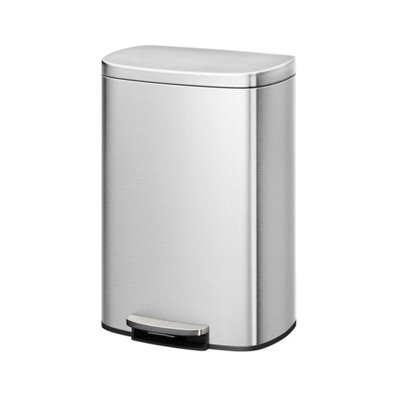 Stainless Steel Kitchen Trash Can With Lid Garbage Step-On Trash Bin
