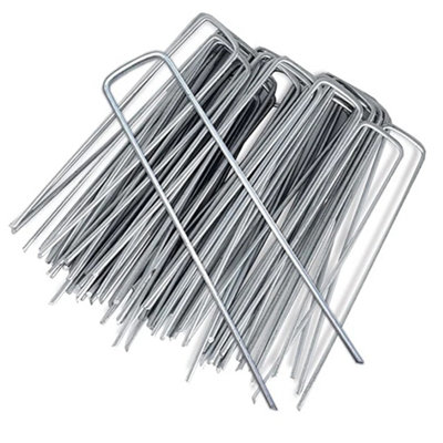 Metal Ground Garden Weed Barrier Membrane Pins Fabric Hooks Pegs from B&Q