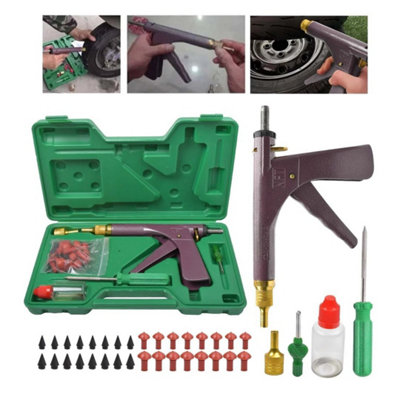 Tubeless Vacuum Tyre Repair Gun Kit Tool Tire Repair Plugger Plug Car Motorcycle from B&Q