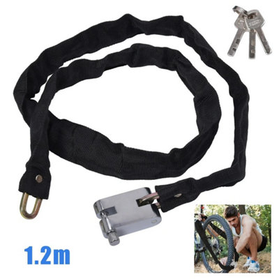 Bike Lock Chain Lock Heavy Duty 1.2M Bike Bicycle Security Padlock Motorbike 1/2 2Pcs from B&Q