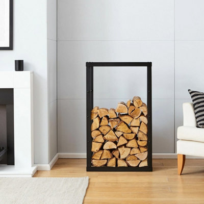 Tall Square Metal Firewood Log Rack Black from B&Q