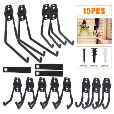  - Heavy Duty Garage Storage Utility Wall Hooks Sheds Organizer Garden Tools Hanger 15Pcs