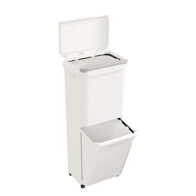Dual Compartment Pedal Waste Bin With Wheels from B&Q