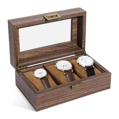 Watch Box Case Storage Display Jewelry Collection Case Organiser Holder For Gift 3 Grids