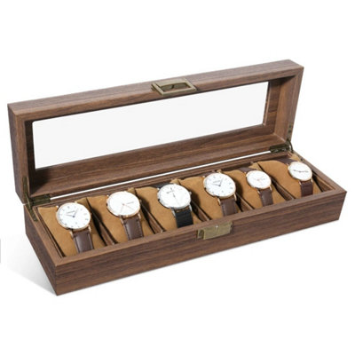 Watch Box Case Storage Display Jewelry Collection Case Organiser Holder For Gift 6 Grids