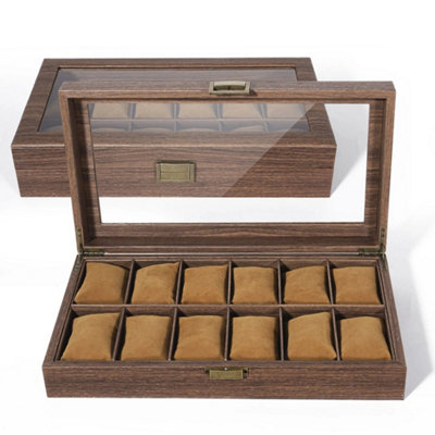 Watch Box Case Storage Display Jewelry Collection Case Organiser Holder For Gift 12 Grids