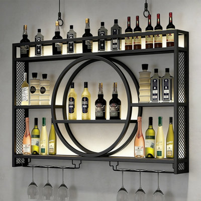Industrial Wall Mounted Wine Rack Iron Wine Bottle Display Shelf from B&Q