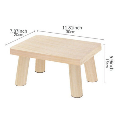  - Rectangle Wooden Low Stool Change Shoes Small Bench For Living Room Practical Wood Color (Unpainted)