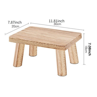  - Rectangle Wooden Low Stool Change Shoes Small Bench For Living Room Practical Light Baked Color (Unpainted)