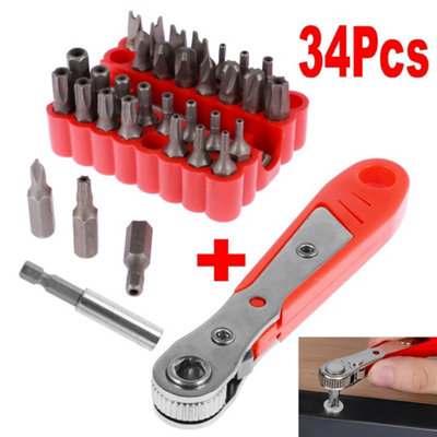 34Pc Screwdriver Bit Set Tamperproof Hex Key Spanner Torx Tri-Wing from B&Q