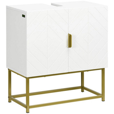 White Wooden Under Sink Cabinet Bathroom Basin Cupboard from B&Q