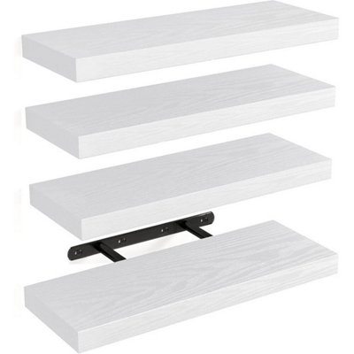 White 4Pcs White Floating Wall Shelves Display Rack from B&Q