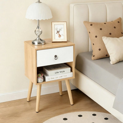 Wooden Bedside Table Drawer Storage Cabinet Furniture