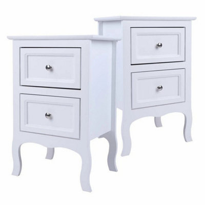  - Pair Of Bedside Table Cabinet With 2 Drawer White Hallway Table