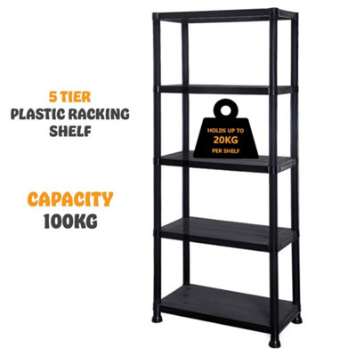  - Plastic Shelf Storage Unit Shelving Warehouse Shed Rack5 Tier