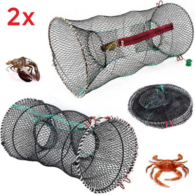 Trap Net Crab Prawn Shrimp Crayfish Lobster Eel Bait Fishing Pot Basket from B&Q