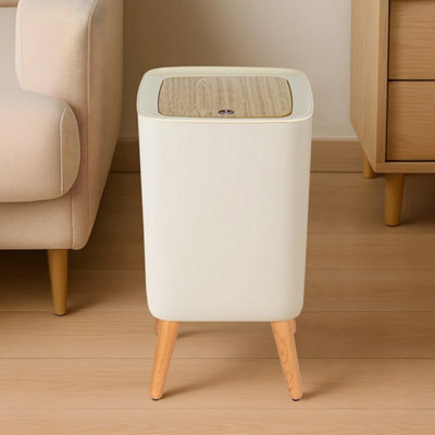9L Bathroom Trash Can Garbage Can With Press Lid Trash Bin Square from B&Q