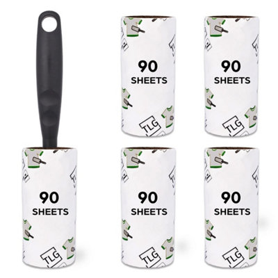 5 X 90 Sheets Per Roll Lint Roller Refills Rolls Pet Hair Fluff Dust Remover from B&Q