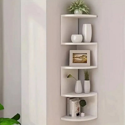5 Layers Corner Bookshelf Wall Mounted Storage Rack Bookcase Wall from B&Q