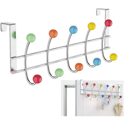  - Chome Over Door Coat Hook Rack Wall Mounted  Organizer10 Hook