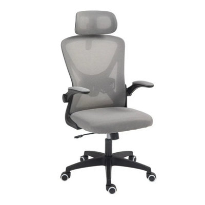 Grey Mesh High Back Office ChairErgonomic Desk Chair With Lumbar Support Headrest Adjustable New from B&Q