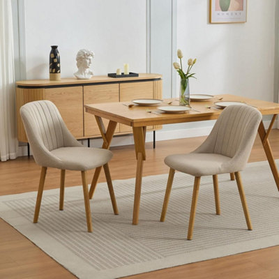 Set Of 2 Linen Upholstered Dining Chairs With Rubberwood Legs from B&Q