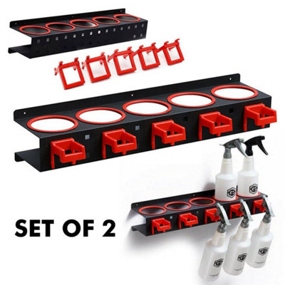  - 2X Spray Bottle Holder Can Storage Rack Garage Car Detailing Tools Organizer