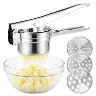 Potato Ricer Masher Stainless Steel Fruit Vegetable Puree Juice Presser 3 In 1 from B&Q