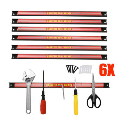  - 6Pcs 18" Heavy Duty Magnetic Tool Bar Storage Holder Rack Garage Wall Strips
