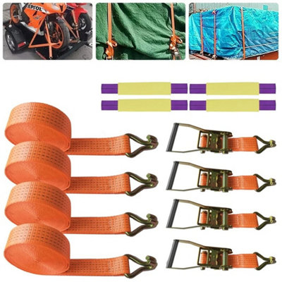 4X Recovery Wheel Tie Down Straps 5000Kg Ratchet Trailer Alloy from B&Q