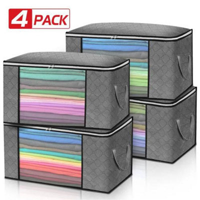4Pcs Clothes Storage Bags Zipped Organizer Underbed Wardrobe Closet Cube Boxes from B&Q