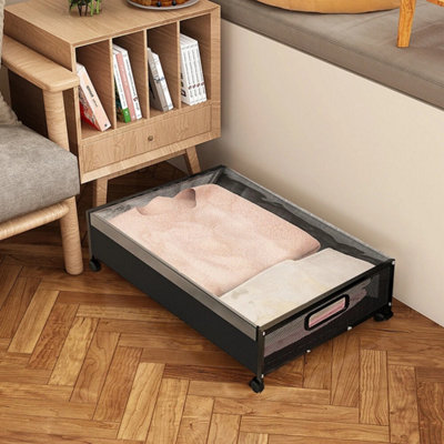 Underbed Storage Box On Wheels Lid Under Bed Sofa Portable Dustproof from B&Q