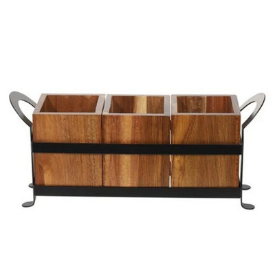  - Wooden Utensils Holder Kitchen Cooking Utensils Cutlery Holder
